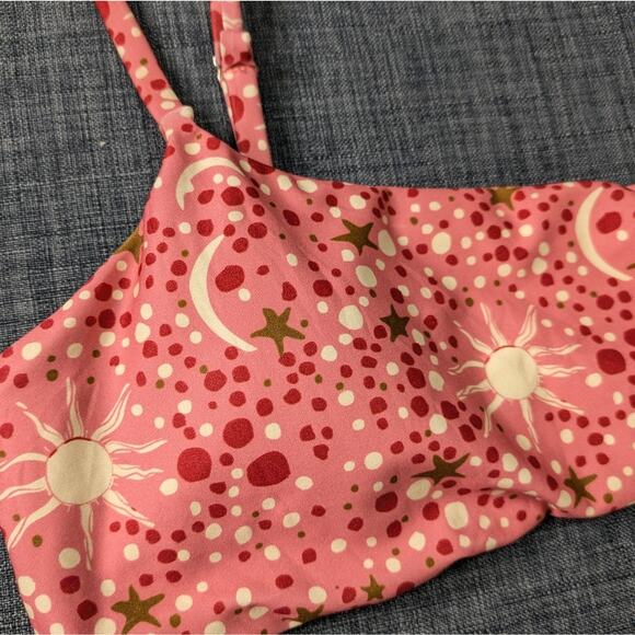 Carolina K Arianna Bikini Top Small Pink Constellation Sun Moon Stars Polka Swim - Picture 4 of 11